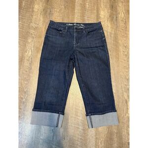 L L Bean Signature Crop Favorite Fit Straight Cuffed Hem‎ Jeans 10 Regular